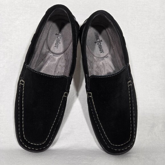 MINNETONKA Old Money BLACK Suede Leather Mocs Loafers Penny Driver Men's Size 9. - Picture 11 of 17